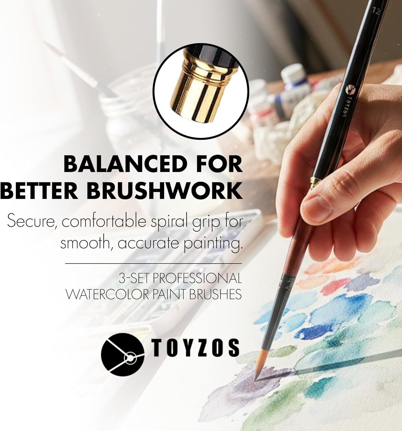TOYZOS Artist Paint Brushes Watercolor Acrylic - Professional Watercolor Paint Brushes Set