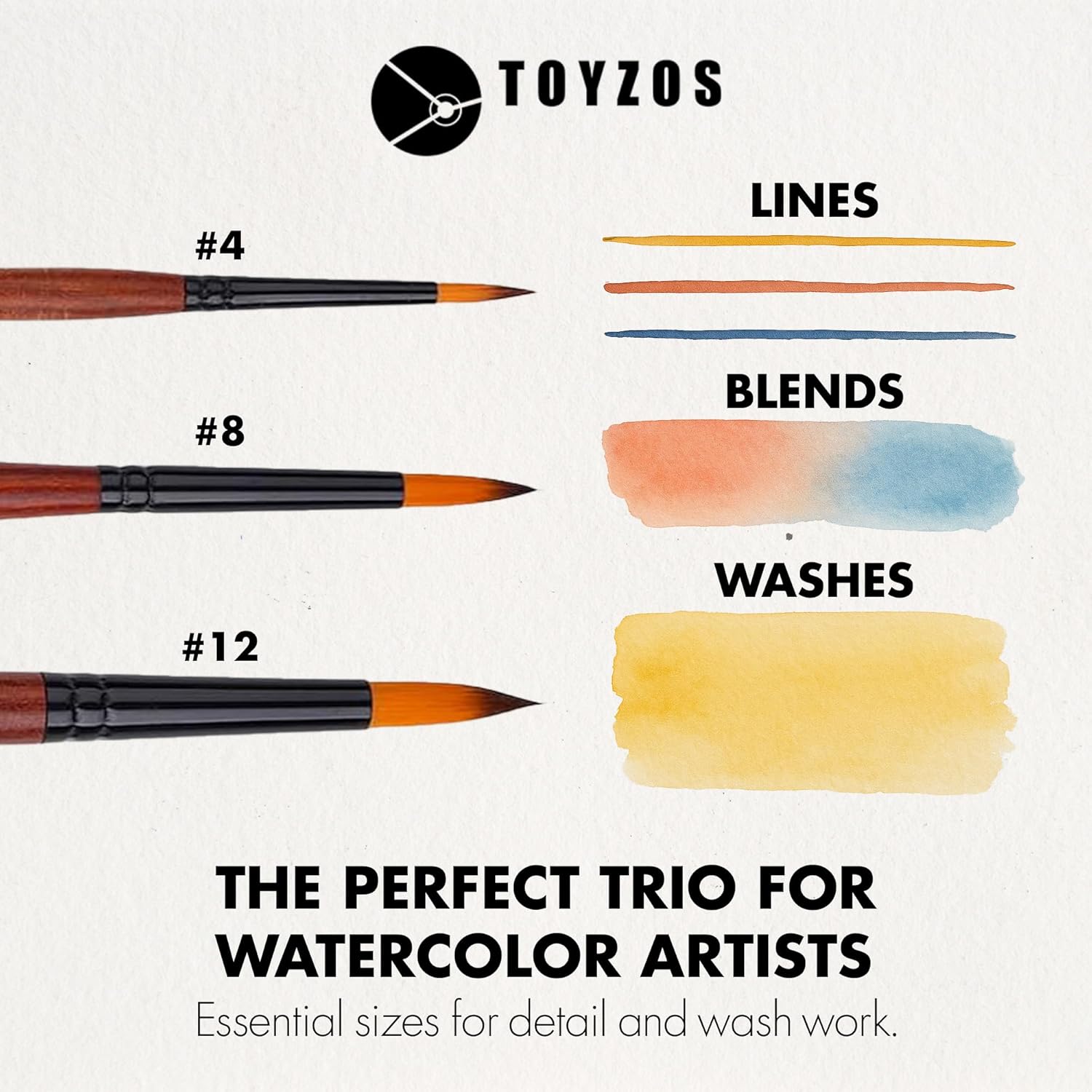 TOYZOS Artist Paint Brushes Watercolor Acrylic - Professional Watercolor Paint Brushes Set