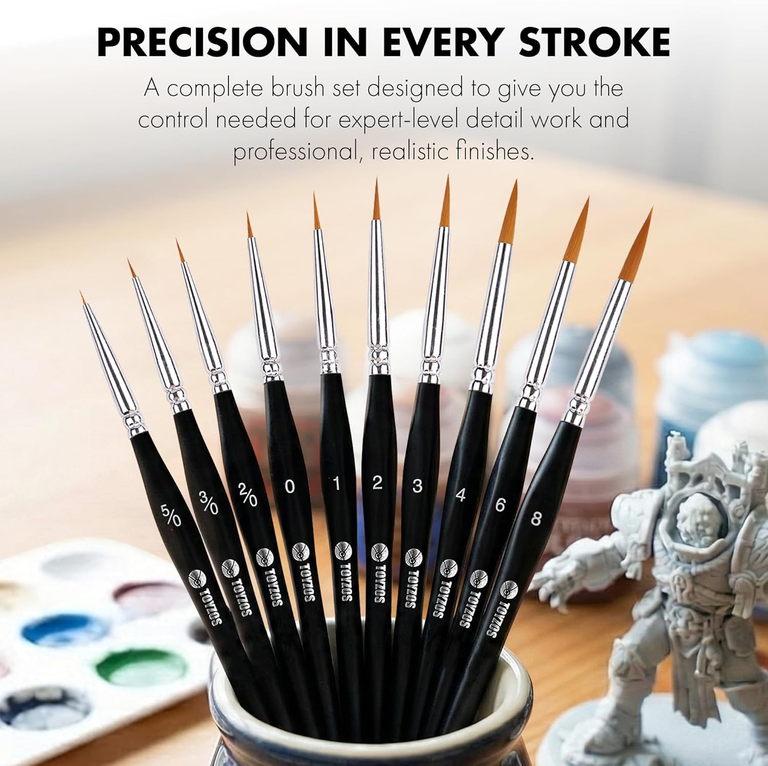 TOYZOS Artist Paint Brushes Watercolor Acrylic - Professional Miniature Paint Brushes Set with Taklon Bristles