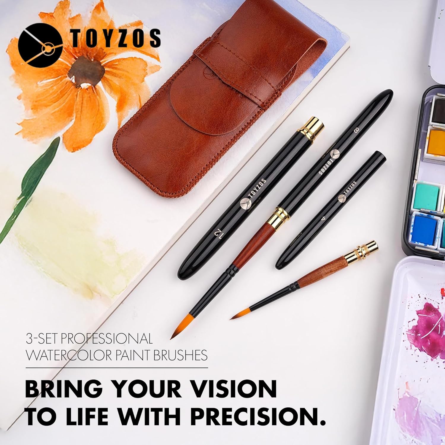 TOYZOS Artist Paint Brushes Watercolor Acrylic - Professional Watercolor Paint Brushes Set